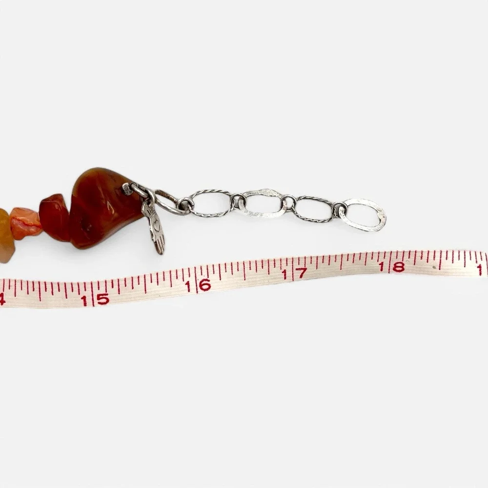 Vintage Orange Carnelian Necklace‎ Sterling Silver Milagros Hand Handpicked